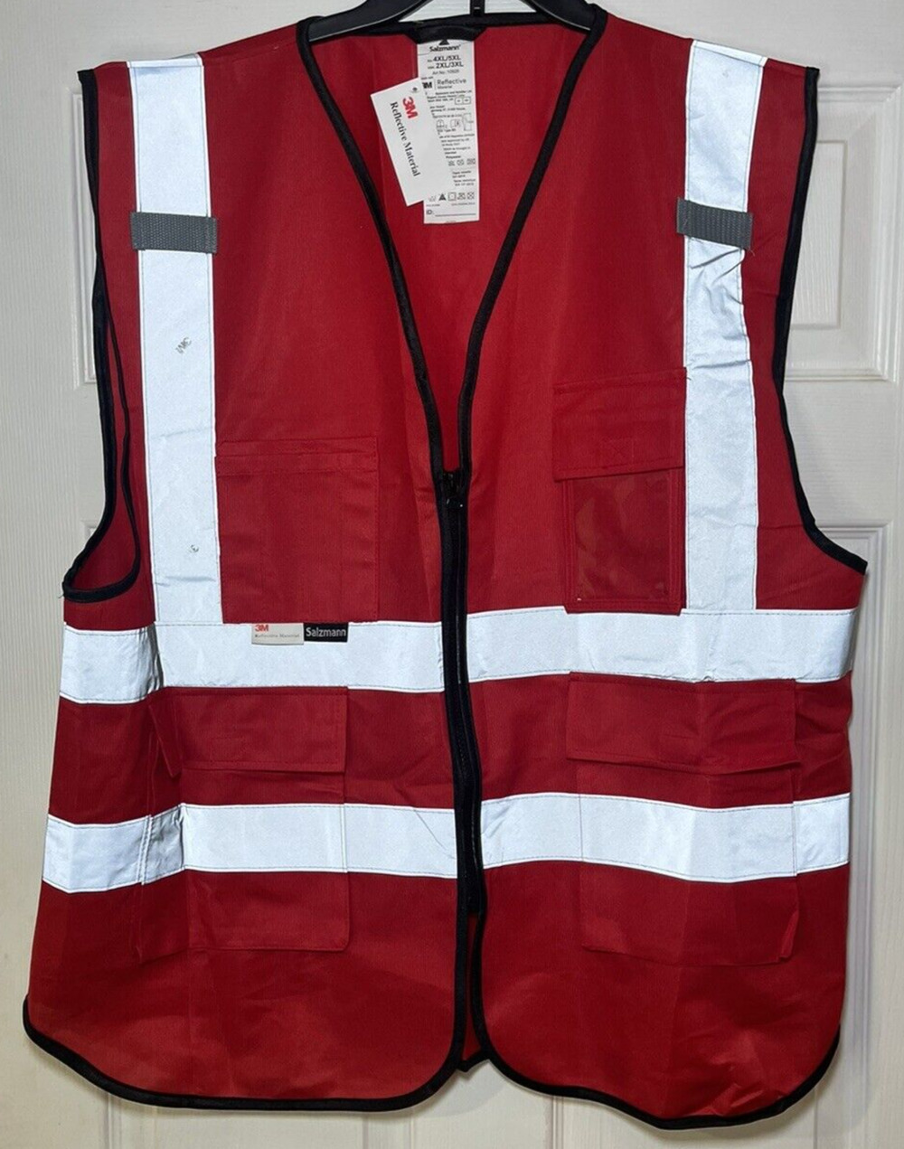 Salzmann 3M Mesh Multi-Pocket Safety Vest-Reflective High Visibility-Red/2XL-3XL